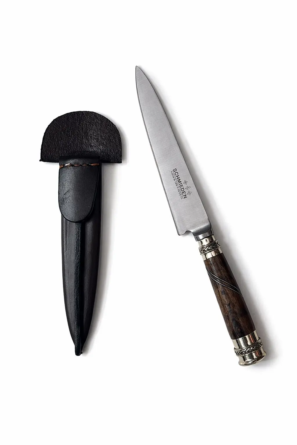 Cuchillo Criollo Premium en Acero Inoxidable con Mango de Madera y Detalles en Alpaca – Con Vaina de Cuero, cuchilleria , para complementos — Tierra Argentina