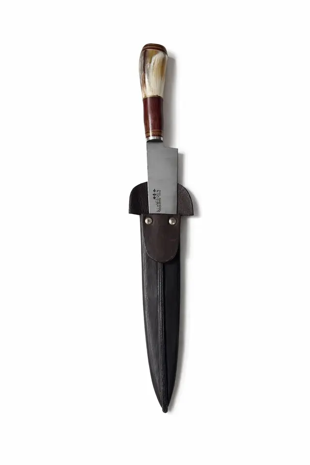 Cuchillo Criollo en Acero Inoxidable con Mango de Asta y Vaina de Cuero, cuchilleria , para complementos — Tierra Argentina