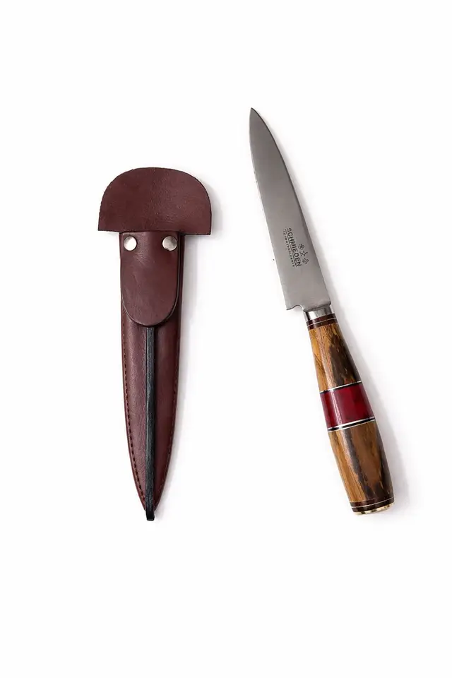 Cuchillo Criollo en Acero Inoxidable con Mango de Madera Combinada y Vaina de Cuero, cuchilleria , para complementos — Tierra Argentina