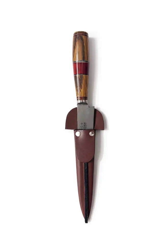 Cuchillo Criollo en Acero Inoxidable con Mango de Madera Combinada y Vaina de Cuero, cuchilleria , para complementos — Tierra Argentina
