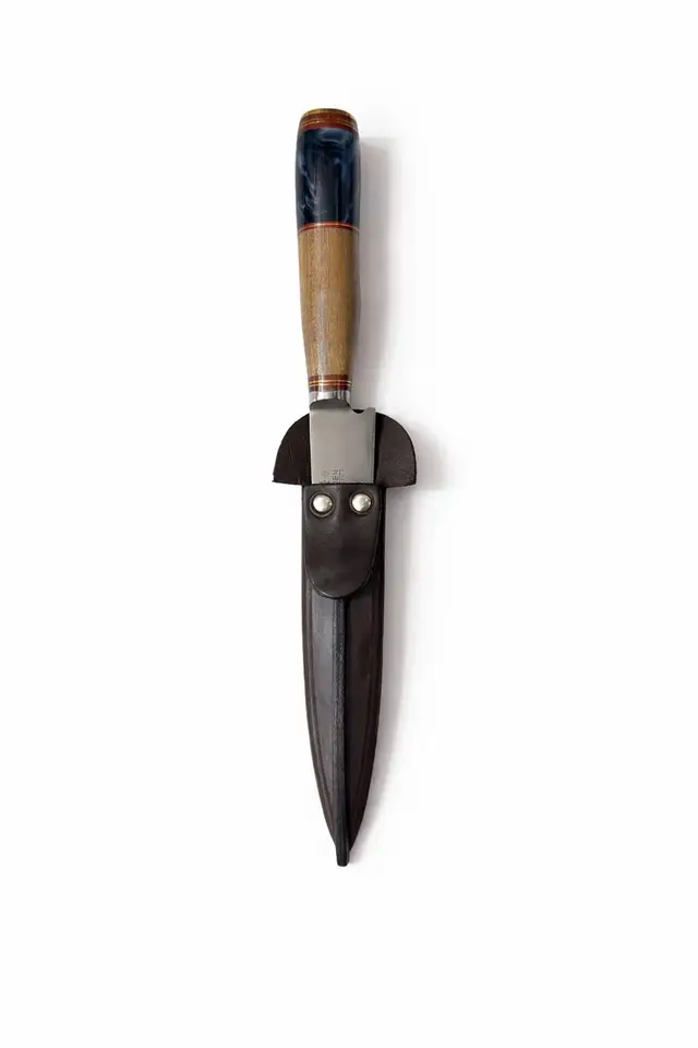 Cuchillo Criollo en Acero Inoxidable con Mango de Madera Combinada y Vaina de Cuero, cuchilleria , para complementos — Tierra Argentina