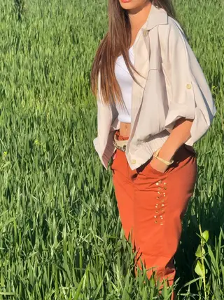 Bombacha gabardina elastizada bordada ladrillo, para dama — Tierra Argentina (foto 6)