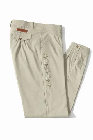 Bombacha gabardina elastizada bordada beige CL Jazmin, para dama — Tierra Argentina (foto 2)