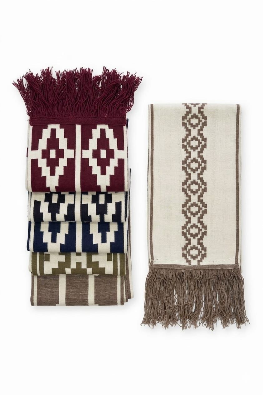 Bufandas tejidas doble faz beige 3