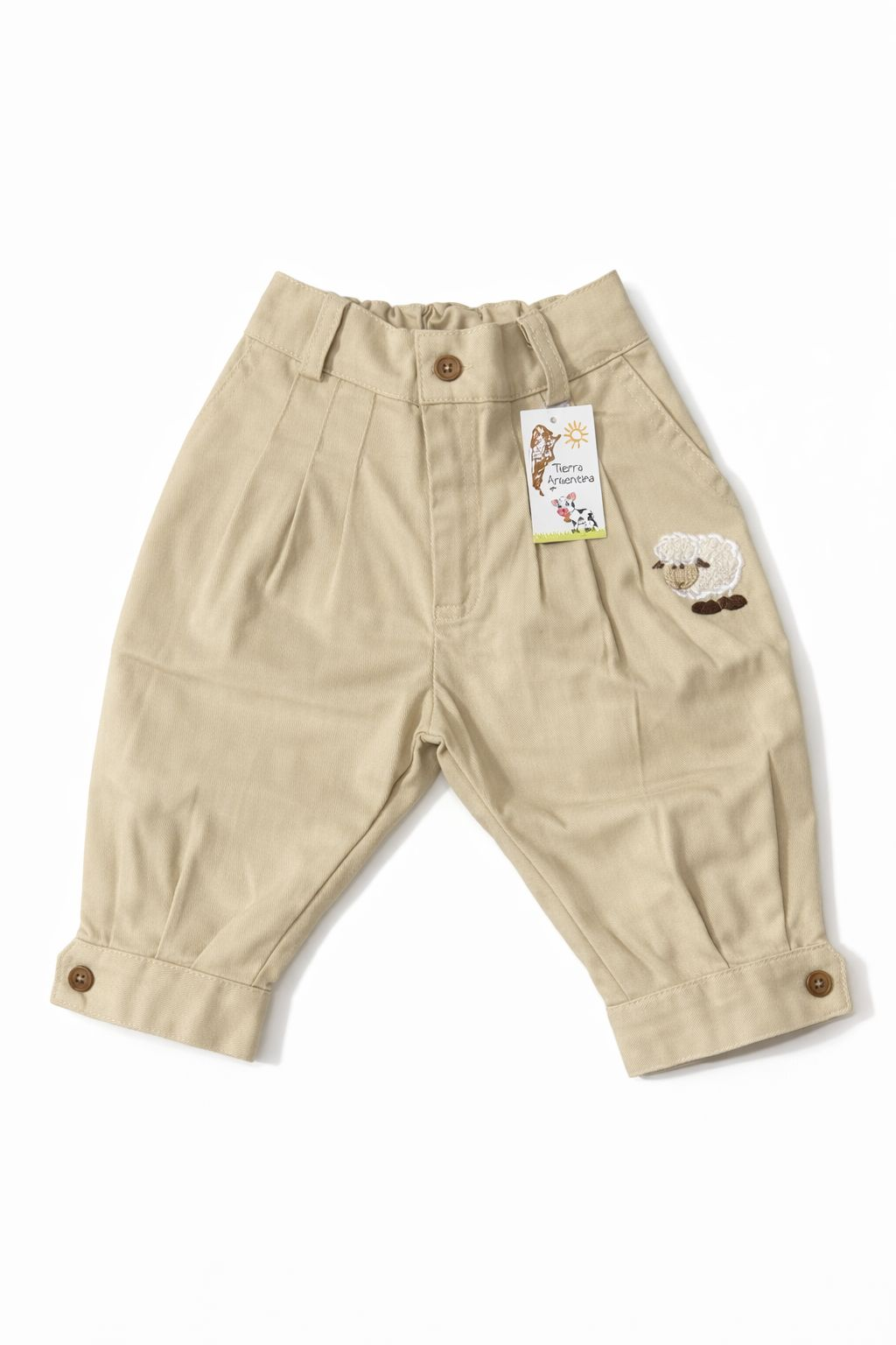 Bombacha gabardina elastizada bordada beige Et