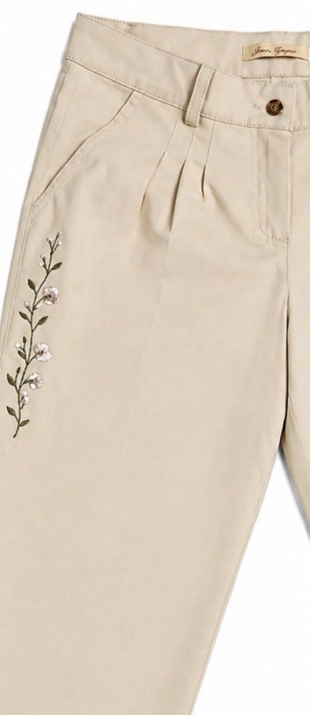 Bombacha gabardina elastizada bordada Beige Ris 3
