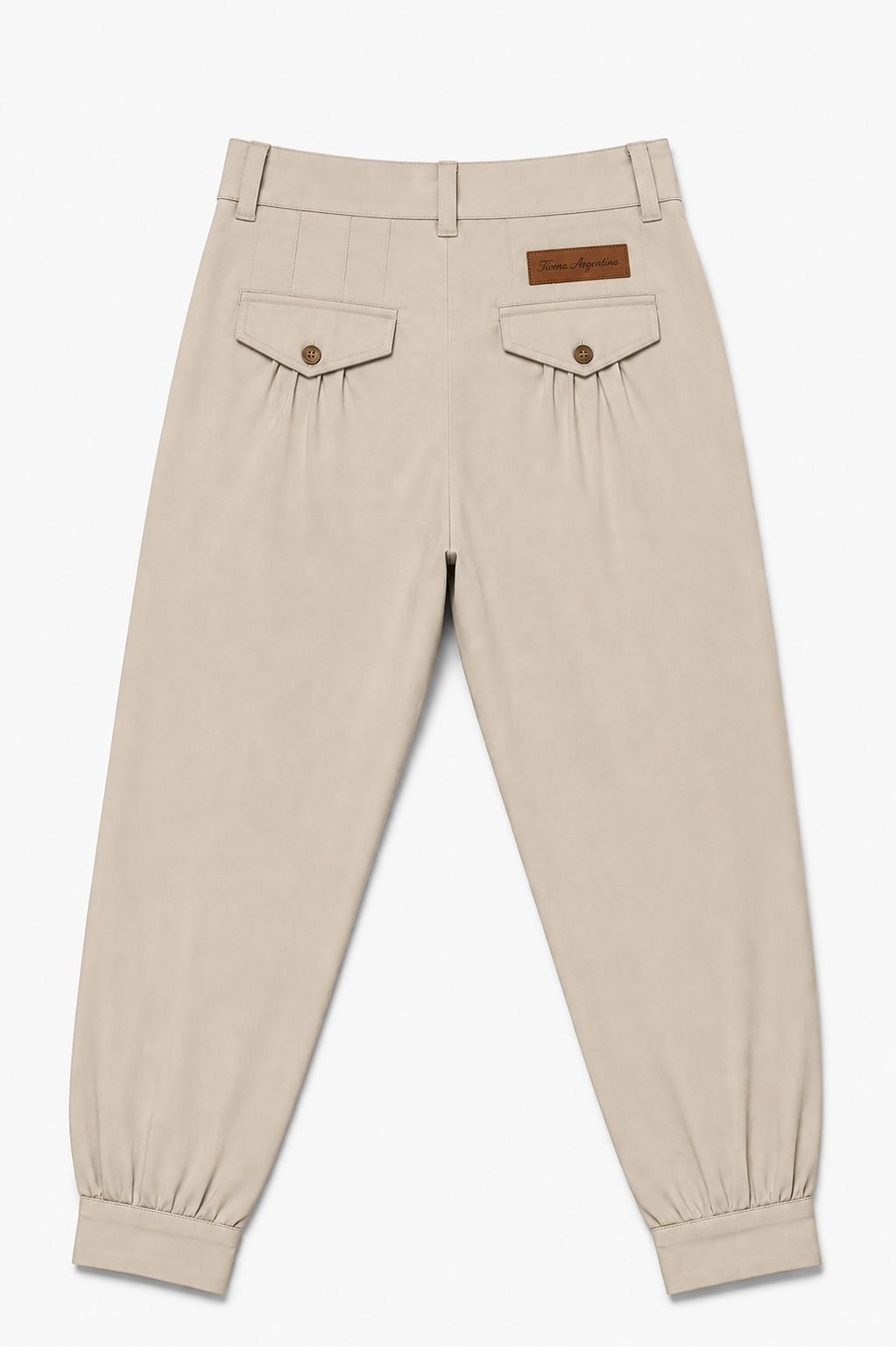 Bombacha gabardina elastizada bordada Beige Ris