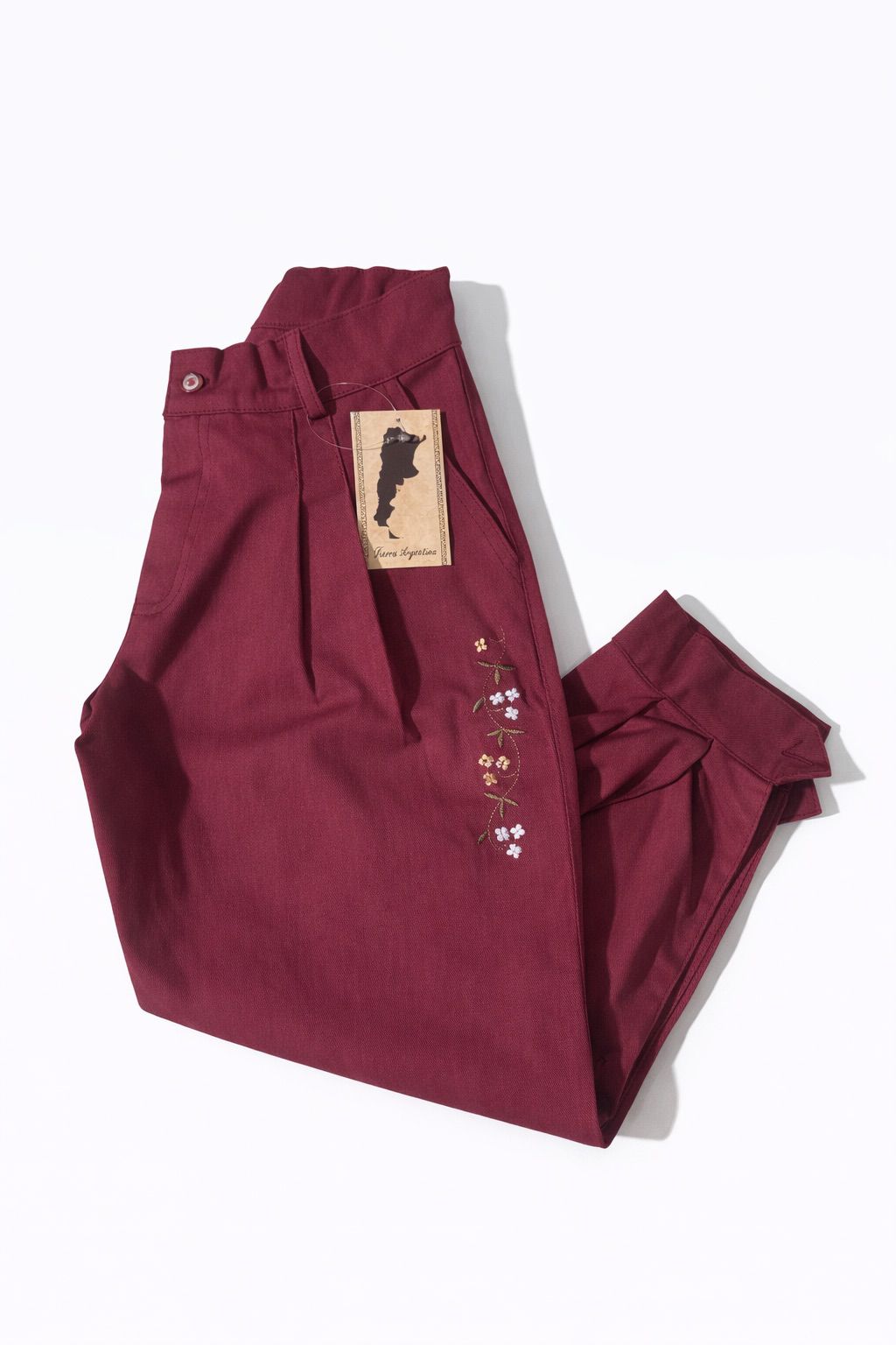 Bombacha gabardina elastizada nena bordada bordo